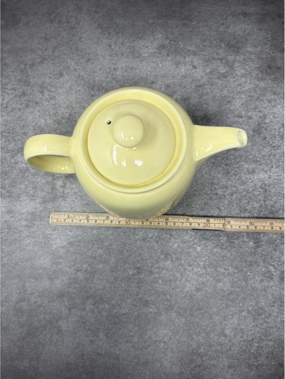 Vintage Yellow Ceramic Teapot Made in England Pale Pastel Farmhouse Cottagecore